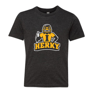 Iowa Herky Wordmark Thumbs Up Youth Triblend T-Shirt - Black