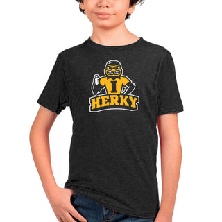 Iowa Herky Wordmark Thumbs Up Youth Triblend T-Shirt - Black