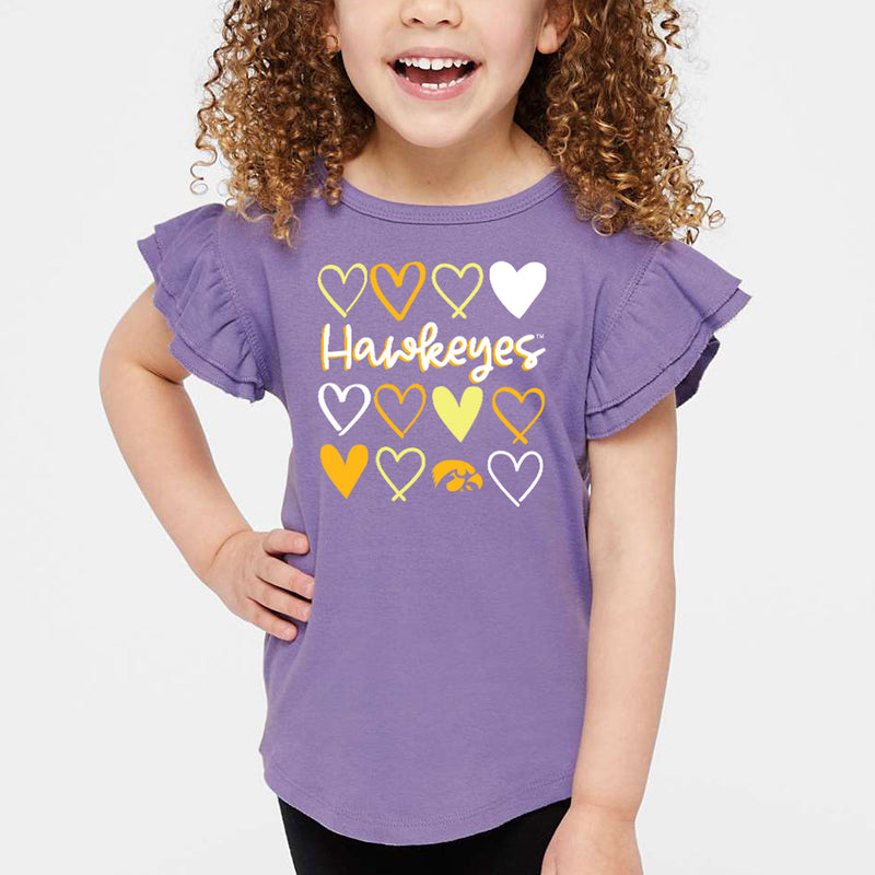 Iowa Hearts Toddler Flutter Sleeve Tee - Lavender