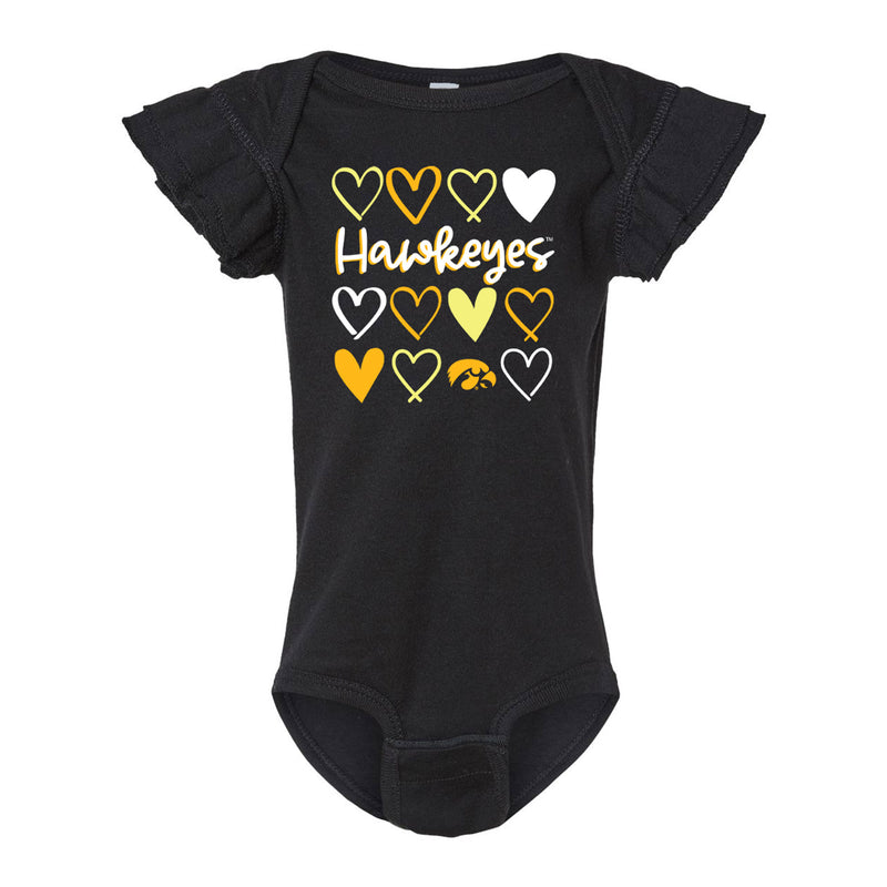 Iowa Hearts Infant Flutter Sleeve Bodysuit - Black