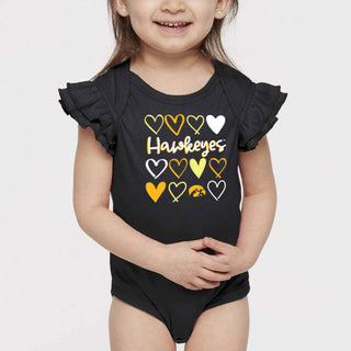 Iowa Hearts Infant Flutter Sleeve Bodysuit - Black