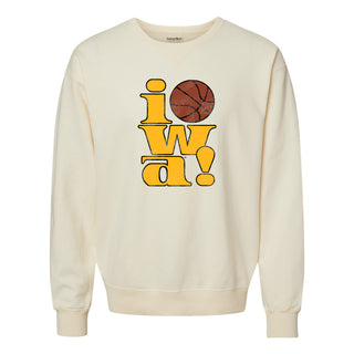 Iowa 90s Basketball Logo CW Crewneck - Parchment