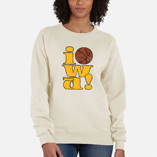 Iowa 90s Basketball Logo CW Crewneck - Parchment