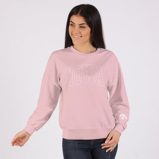 Iowa Tonal Arch with Wrist Print Crewneck - Light Pink