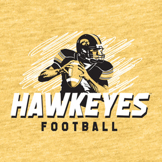 Iowa Football Action CVC T-Shirt - Heather Yellow Gold