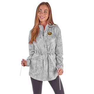 Iowa Tigerhawk Oval Women's Bristol Utility Jacket - Grey Tie-Dye