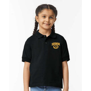 Iowa Arch Logo EMB Youth Dryblend Jersey Polo