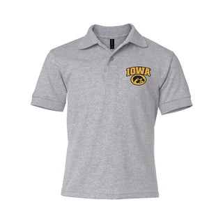 Iowa Arch Logo EMB Youth Dryblend Jersey Polo