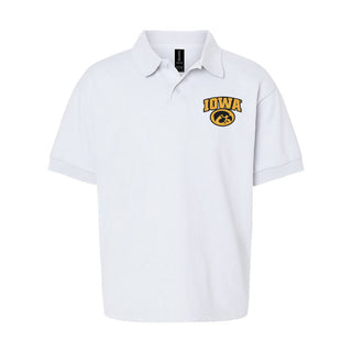Iowa Arch Logo EMB Youth Dryblend Jersey Polo