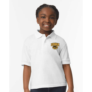 Iowa Arch Logo EMB Youth Dryblend Jersey Polo