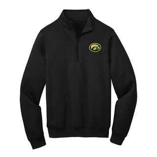 Iowa Oval Logo Patch 1/4 Zip Sweatshirt - Black