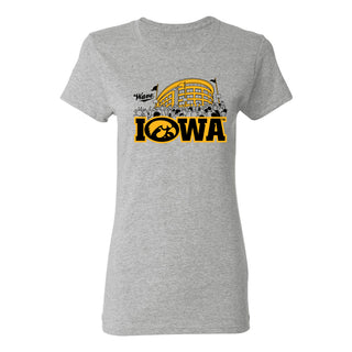 Iowa Crowd Wave Womens T-Shirt - Sport Grey