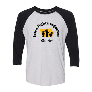 Iowa Wave Fights Together NLA Triblend 3/4 Sleeve T-Shirt - Htr White / Vtg Black