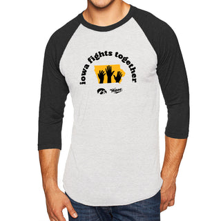 Iowa Wave Fights Together NLA Triblend 3/4 Sleeve T-Shirt - Htr White / Vtg Black