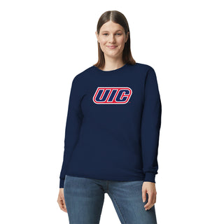 University of Illinois at Chicago Flames Primary Logo Long Sleeve T-Shirt - Navy