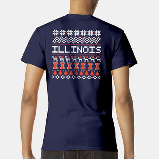 Illinois Holiday Sweater T-Shirt - Navy