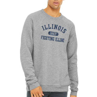 Illinois Athletic Arch Sponge Fleece Raglan Crewneck - Athletic Heather