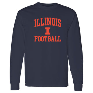 Illinois Arch Logo Football Long Sleeve - Navy