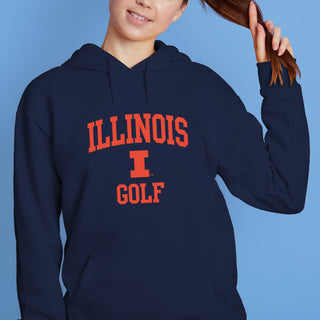 Illinois Arch Logo Golf Hoodie - Navy