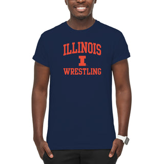 Illinois Arch Logo Wrestling T-Shirt - Navy