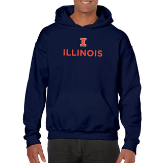 University of Illinois Fighting Illini Institutional Logo Cotton Hoodie - Navy