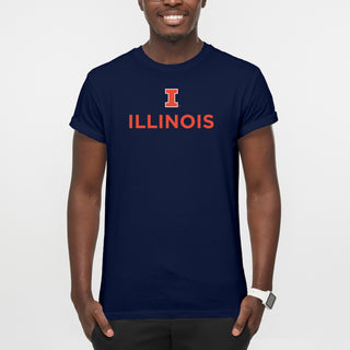 University of Illinois Fighting Illini Institutional Logo Cotton T-Shirt - Navy