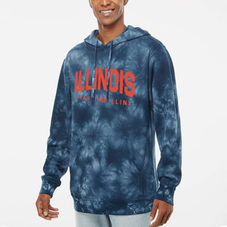 Illinois Big Bold Midweight Tie-Dyed Hoodie - Navy