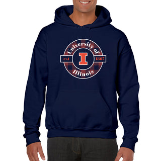 Illinois Plaid Circle Hoodie - Navy