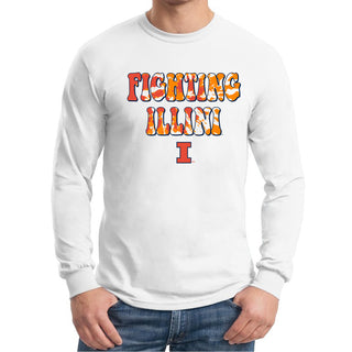 Illinois Tie Dye Type Long Sleeve - White