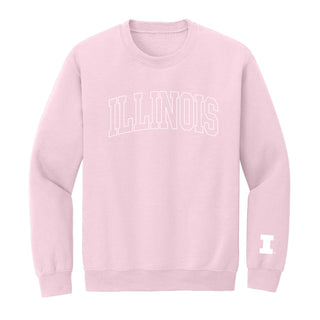 Illinois Tonal Arch with Wrist Print Crewneck - Light Pink