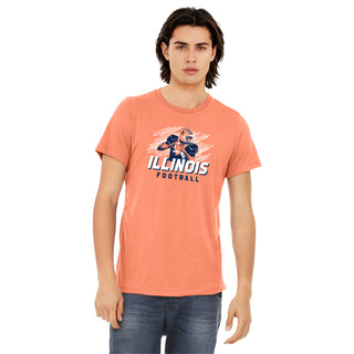 Illinois Football Action Triblend T-Shirt - Orange Triblend