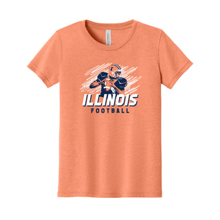 Illinois Football Action Triblend Youth T-Shirt - Orange Triblend