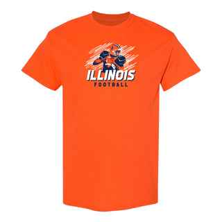 Illinois Football Action T-Shirt - Orange