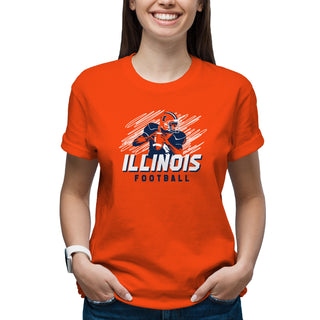 Illinois Football Action T-Shirt - Orange
