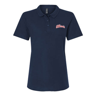 Illinois Script EMB Womens Softstyle Pique Polo