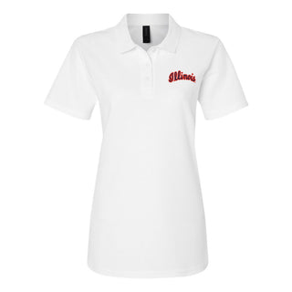 Illinois Script EMB Womens Softstyle Pique Polo
