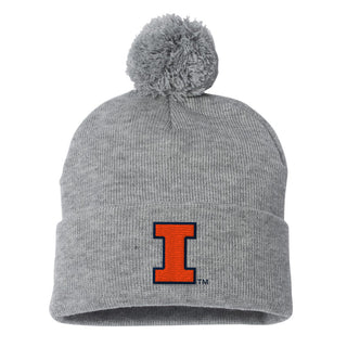 Illinois Primary Logo Pom Pom Cuffed Beanie