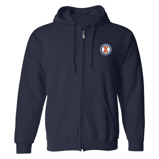 Illinois Circle Logo Patch Full Zip Sweatshirt - Navy