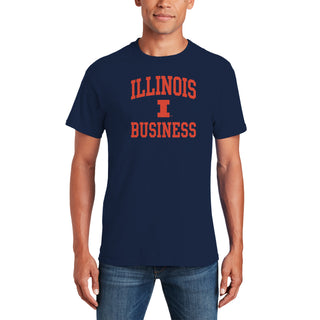 Illinois Arch Logo Business T-Shirt - Navy