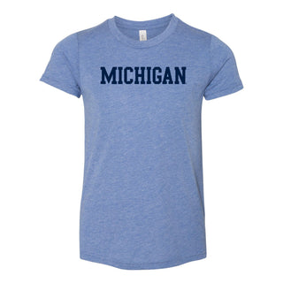 Block Michigan Youth Triblend T-Shirt - Blue Triblend