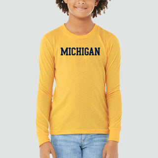 UGP Block Michigan CVC Youth Long Sleeve - Heather Yellow Gold