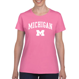 Michigan Arch Logo Womens T-Shirt - Azalea