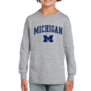 Michigan Arch Logo Youth Long Sleeve