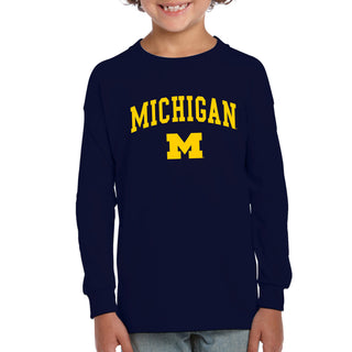 Michigan Arch Logo Youth Long Sleeve