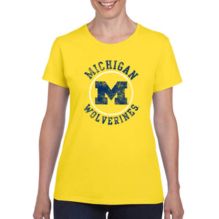 Michigan Distressed Circle Logo Womens T-Shirt