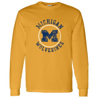 Michigan Distressed Circle Logo Long Sleeve