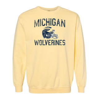 Michigan Faded Football Helmet CC Crewneck - Butter