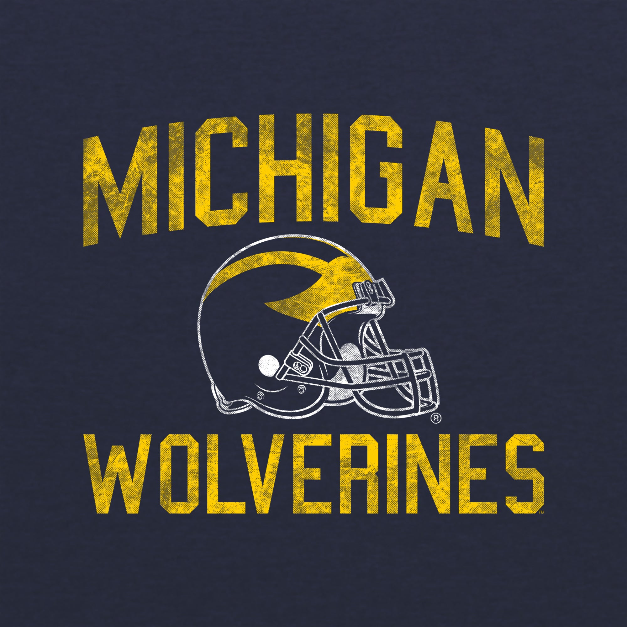Michigan Faded Football Helmet CVC Jersey T-Shirt - Heather Midnight Navy