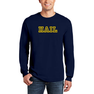 Michigan Hail Outline Long Sleeve - Navy