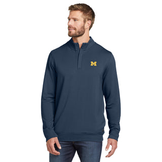 Michigan Block M EMB TravisMathew Newport 1/4-Zip Fleece - Blue Nights